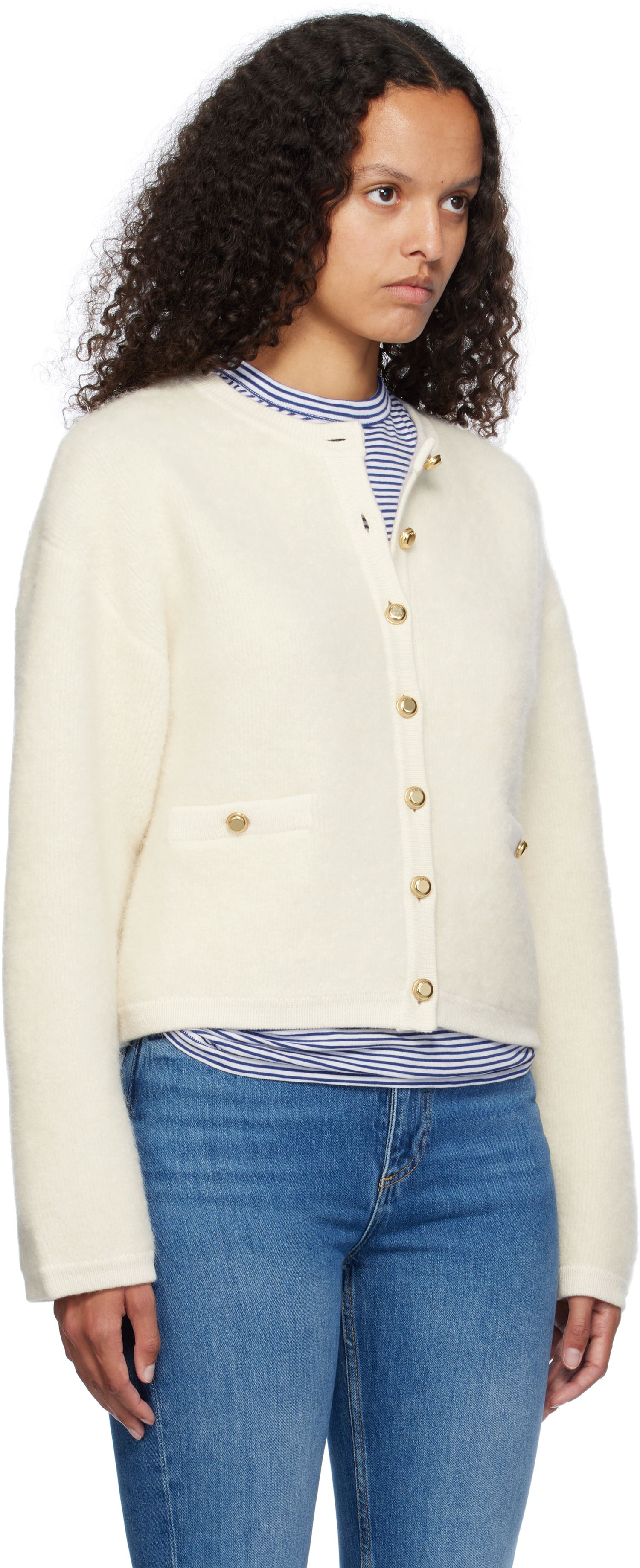 Sveter rag & bone rag & bone Kaia Boucle Cardigan Biela | WAS24F047AA47, 1