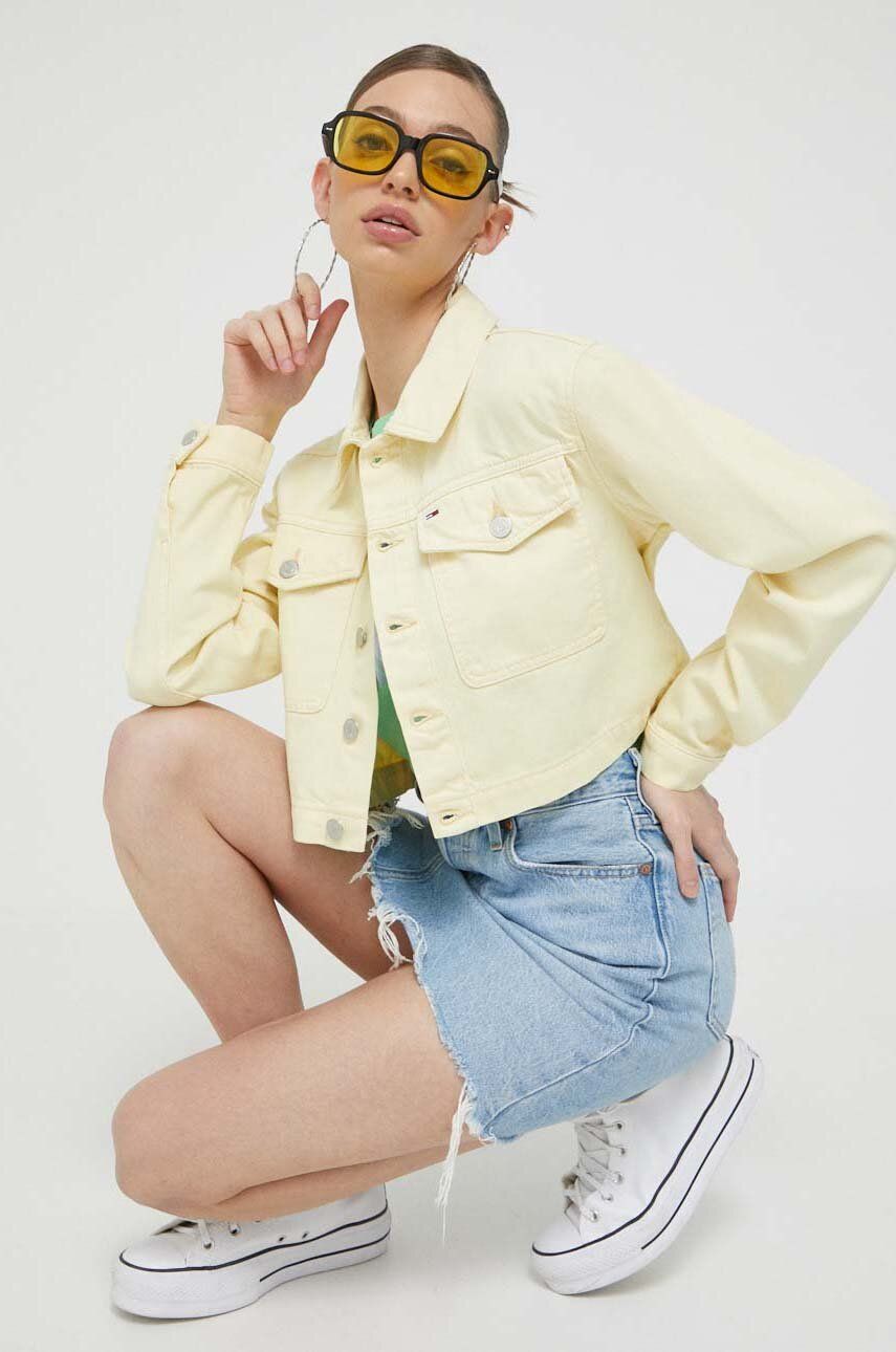Bunda Tommy Hilfiger Cropped Denim Jacket Žltá | DW0DW15666.PPYX, 0