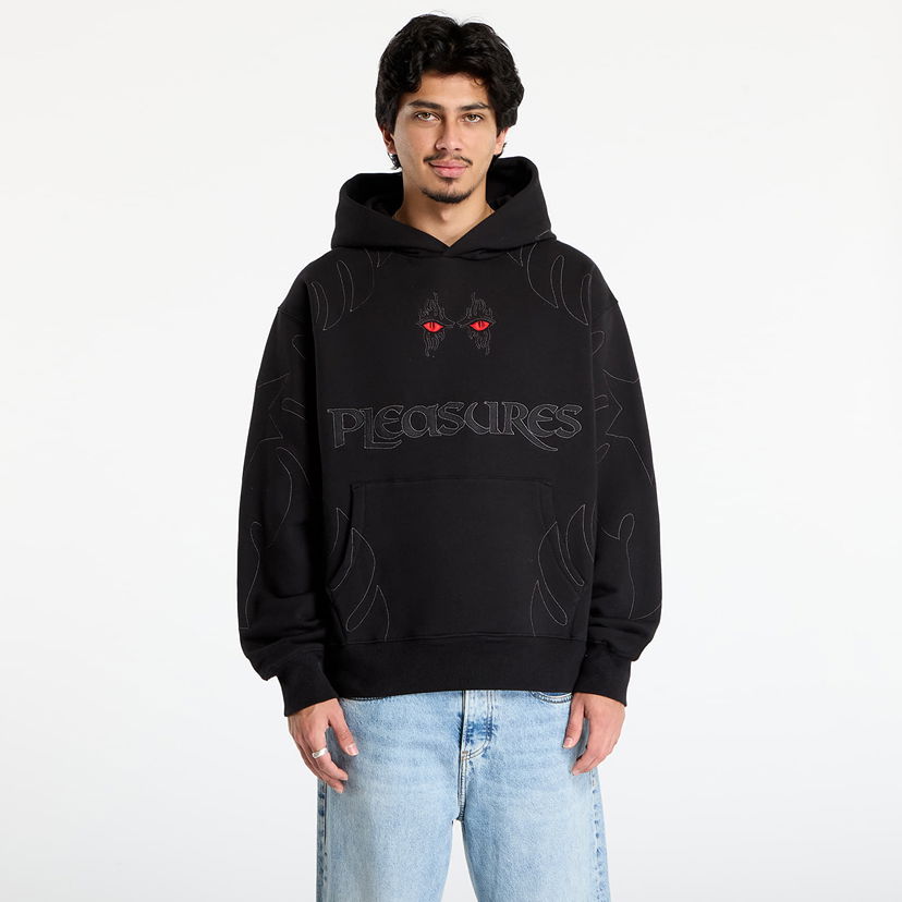 Mikina Pleasures Afterlife Red Eyes Embroidered Outline Hoodie Čierna | P25F025-BLACK