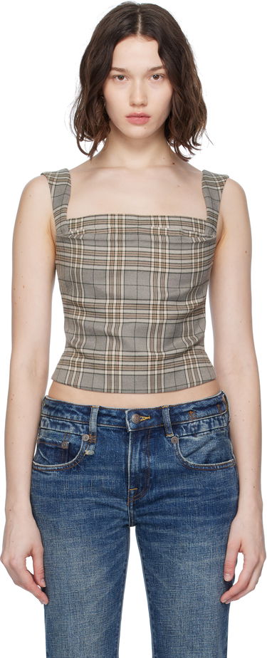 Tielko Miaou Miaou Imogene Plaid Sleeveless Top Béžová | 7023PLWPLD, 0