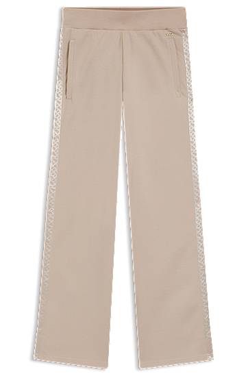 Tepláky BOSS Piqué Jersey Tracksuit Bottoms with Monogram Tape Béžová | 50545655