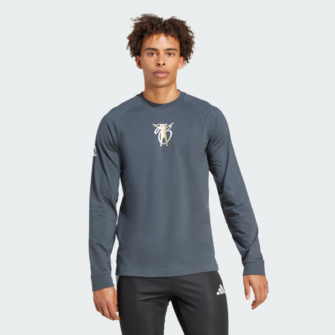 Tričko adidas Performance Long Sleeve Graphic Tee Šedá | JM9351, 0