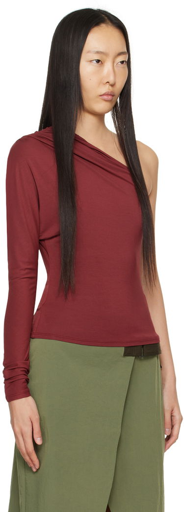 Tielko Miaou Miaou Katia One Shoulder Long Sleeve Top Vínová | 7095TJBRUS, 1