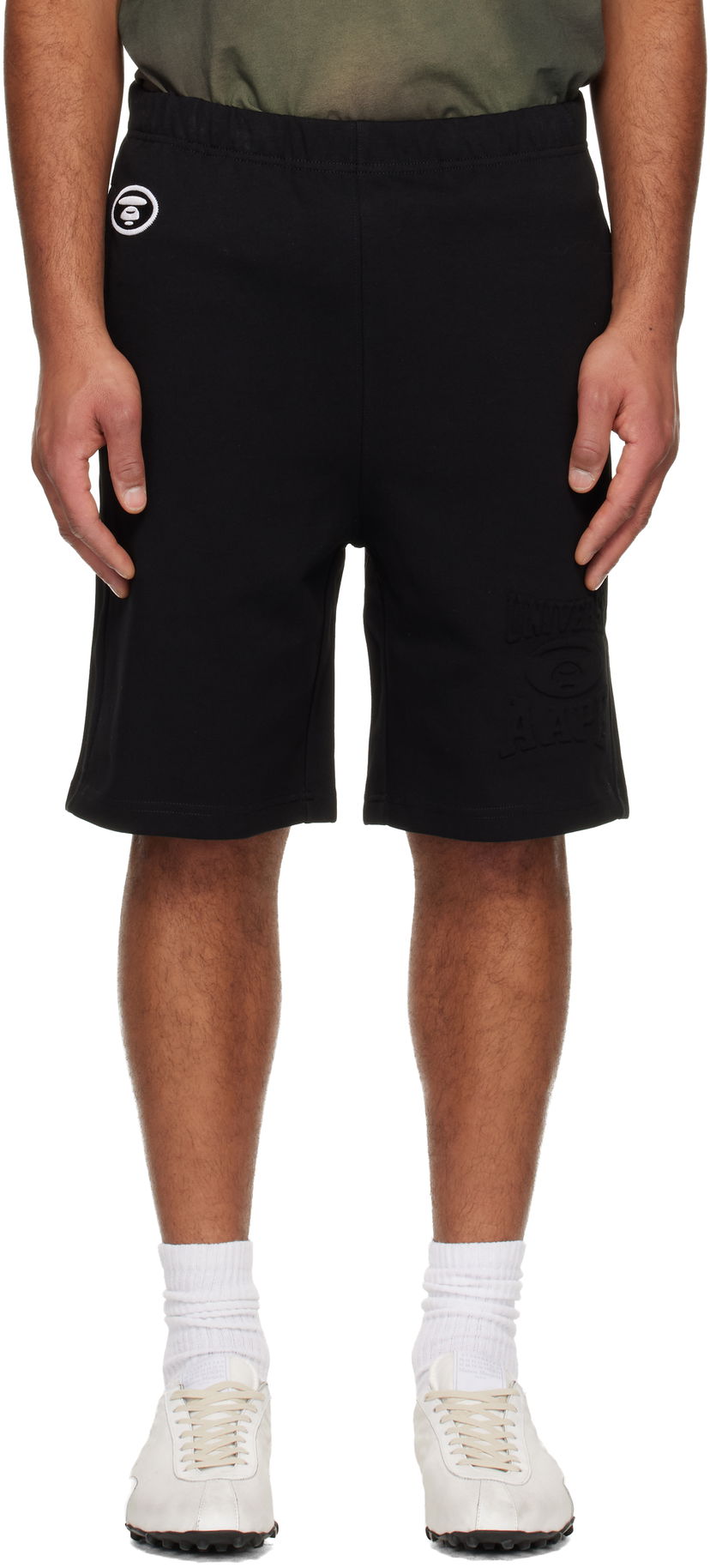 Šortky AAPE by A Bathing Ape 'AAPEUNVS' Moonface Logo Sweat Shorts Čierna | AAPSPMB699XXNBKX