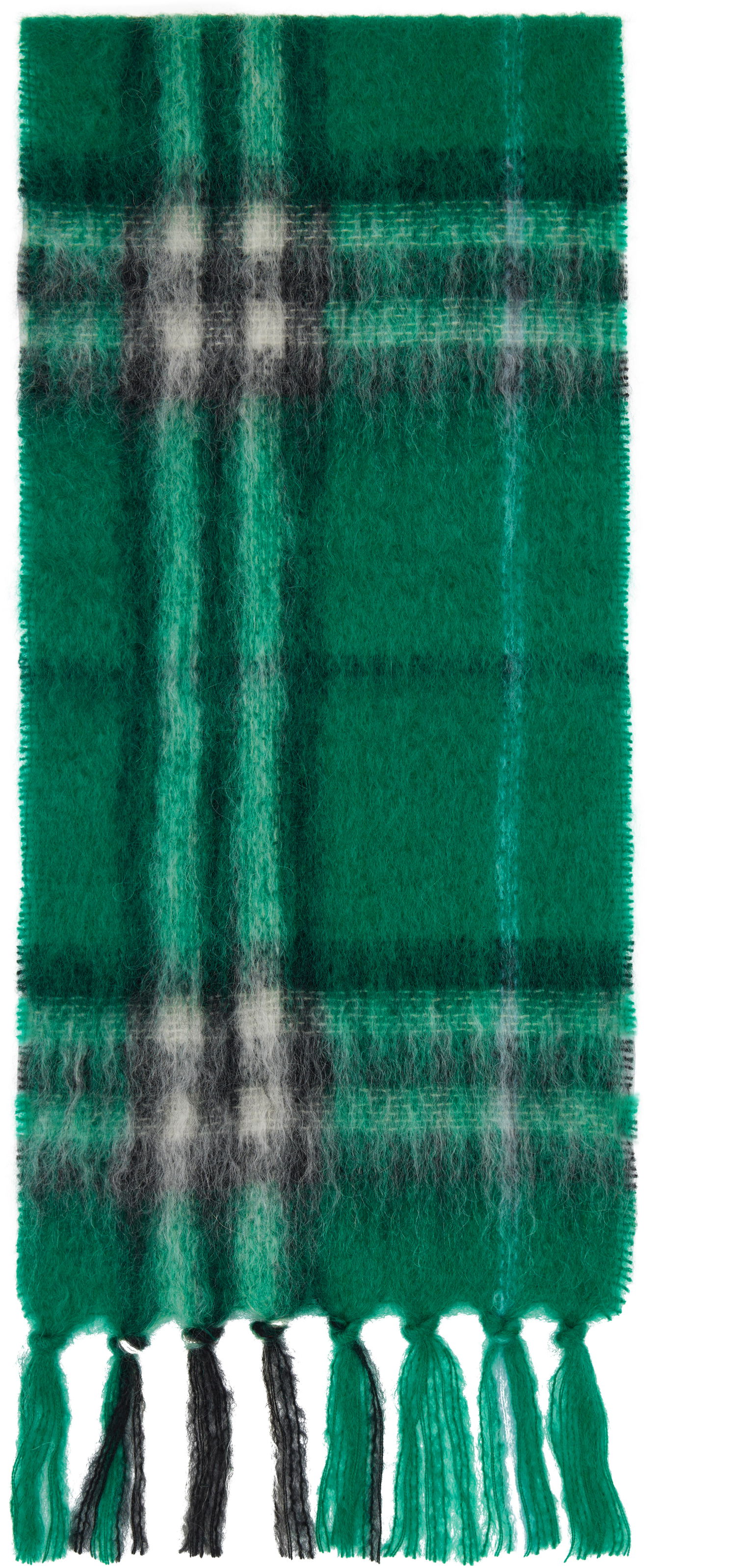 Šál Burberry Burberry Check Mohair Wool Scarf with Tassels Zelené | 8112968, 0