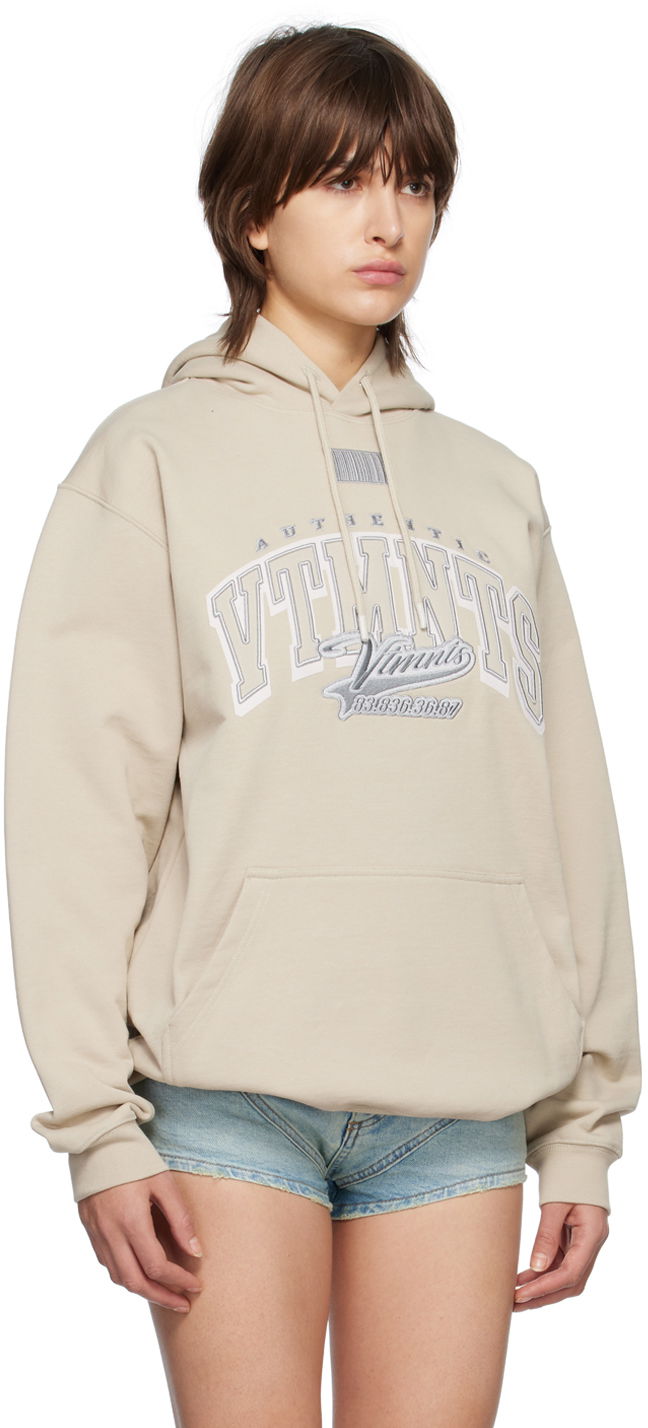 Mikina VETEMENTS College Print Hoodie Béžová | VL16HD380G, 1