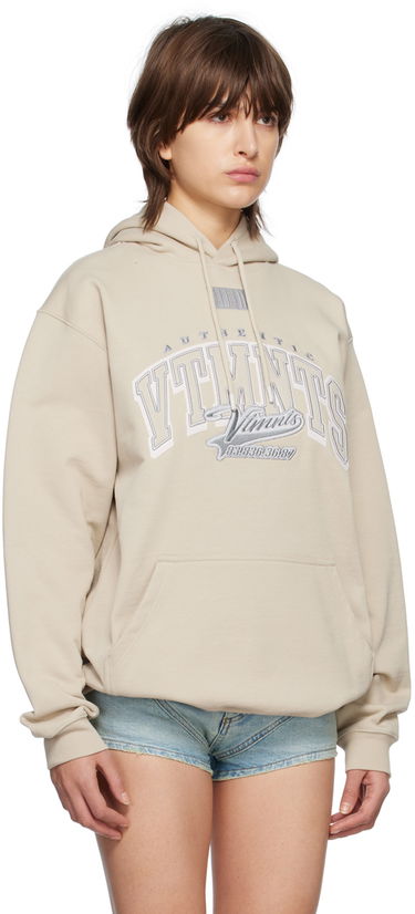 Mikina VETEMENTS College Print Hoodie Béžová | VL16HD380G, 1