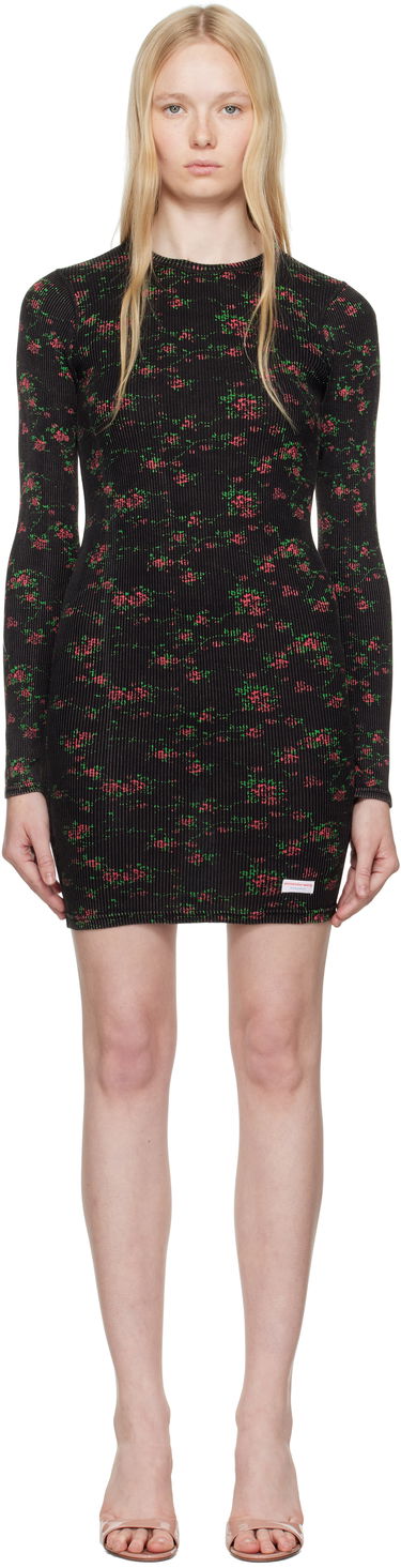 Šaty Alexander Wang Alexander Wang Floral-Print Ribbed Mini Dress Čierna | 8C1246646P, 0