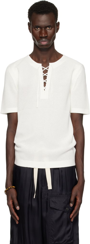 Tričko Dries Van Noten Dries Van Noten Knit Lace-Up T-Shirt Biela | 251-021201-1701, 0