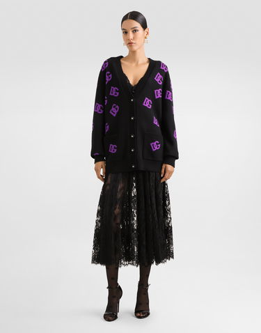 Sveter Dolce & Gabbana Dolce & Gabbana Women's Wool Cardigan with DG Logo Print Čierna | FXJ36TJCVYXN9867, 1