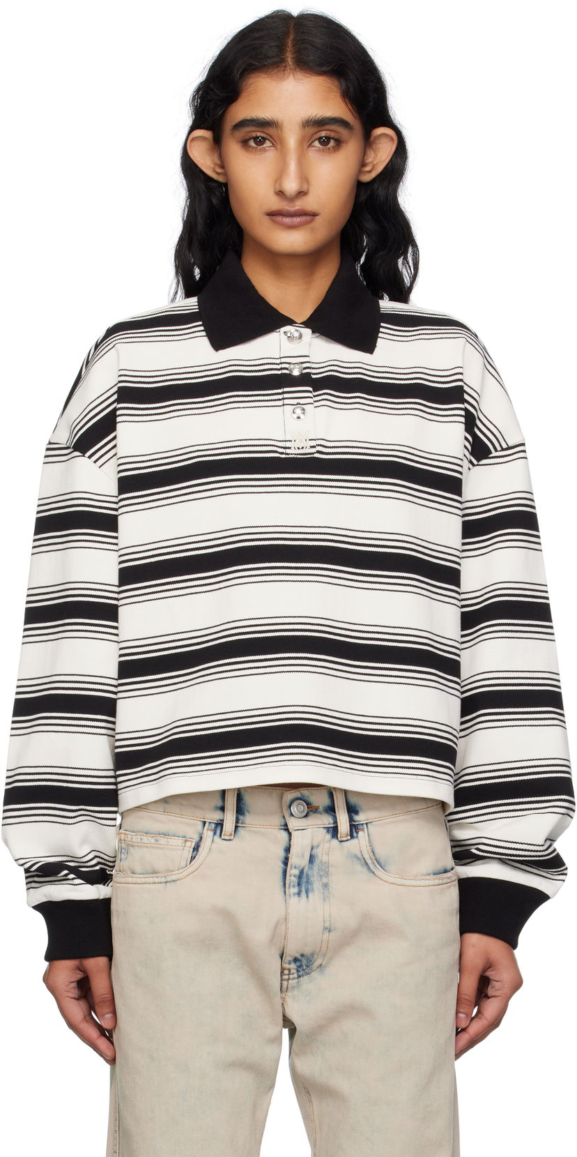 Polo tričko AMIRI AMIRI MA Stripe Oversized Polo Biela | AWJYPO1008