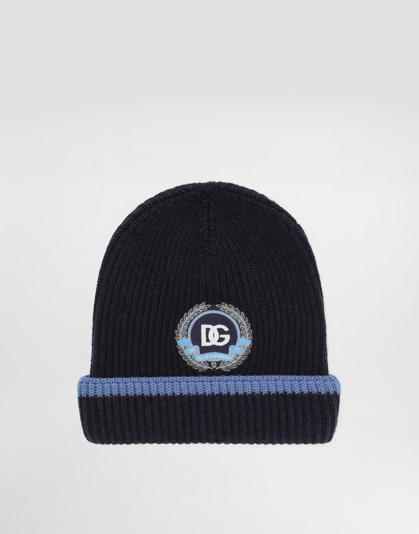 Kulicha Dolce & Gabbana Dolce & Gabbana Embroidered Patch Knitted Hat Navy | LBKH90JDVBLB3895