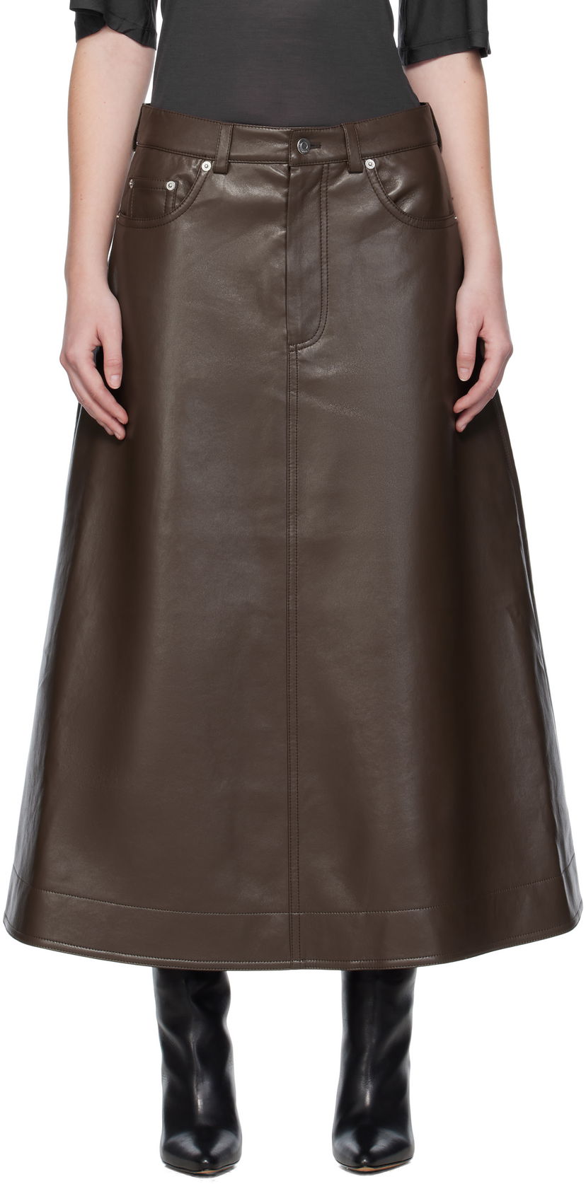 Sukňa Nanushka Nanushka Cintia Regenerated Leather Maxi Skirt Hnedá | NW25PFSK15478