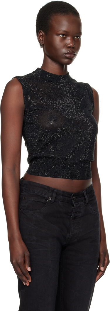Tielko Alexander Wang Mock Neck Hotfix Tank Top Čierna | 1KC1251078, 1