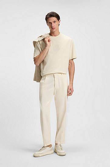 Tričko BOSS Peached-cotton T-shirt with Double B monogram Béžová | 50549112, 1
