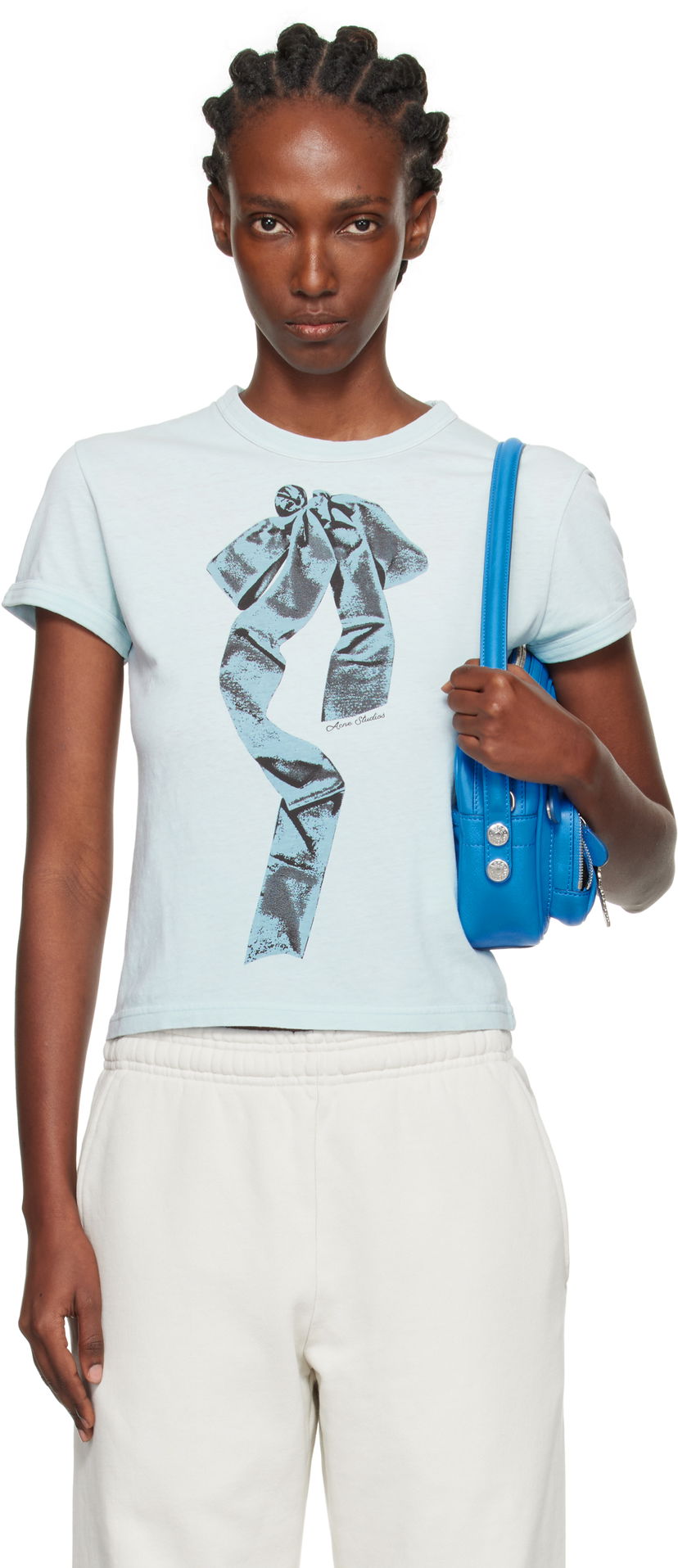 Tričko Acne Studios Acne Studios Print Bow T-Shirt Modrá | AL0497-