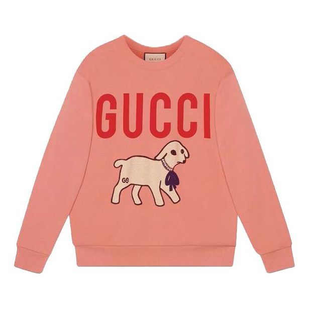 Sveter Gucci Gucci Oversize Sweatshirt With Lamb Patch Ružová | 469250-XJBUE-5774, 0