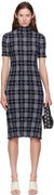 Burberry Check Wool Blend Midi Dress