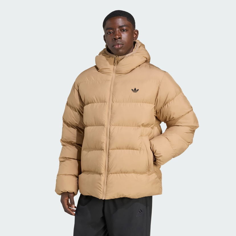 Prešívaná bunda adidas Performance Hooded Puffer Jacket Béžová | JX4121