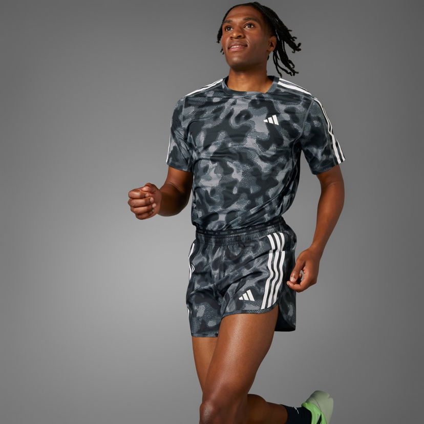 Šortky adidas Performance Own the Run 3-Stripes Allover Print Čierna | IK4996