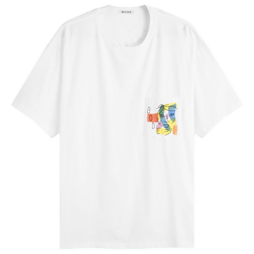 Tričko Bode Bode Portrait Pocket T-Shirt, Size Large Biela | MRF25CS027