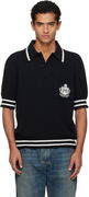 College Emblem Embroidery Knit Polo