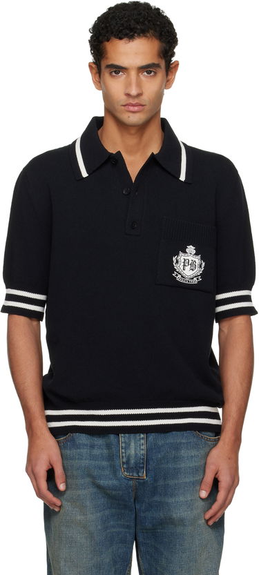 Polo tričko Balmain College Emblem Embroidery Knit Polo Čierna | FH0GB046KJ18, 0