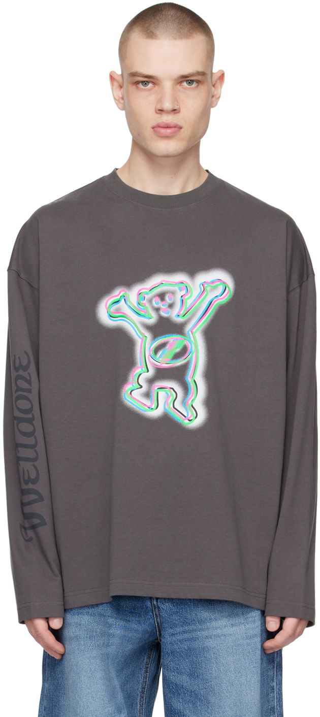 Tričko We11done We11done Teddy Graphic Long Sleeve T-Shirt Šedá | WD-TT3-22-833-U-CH, 0
