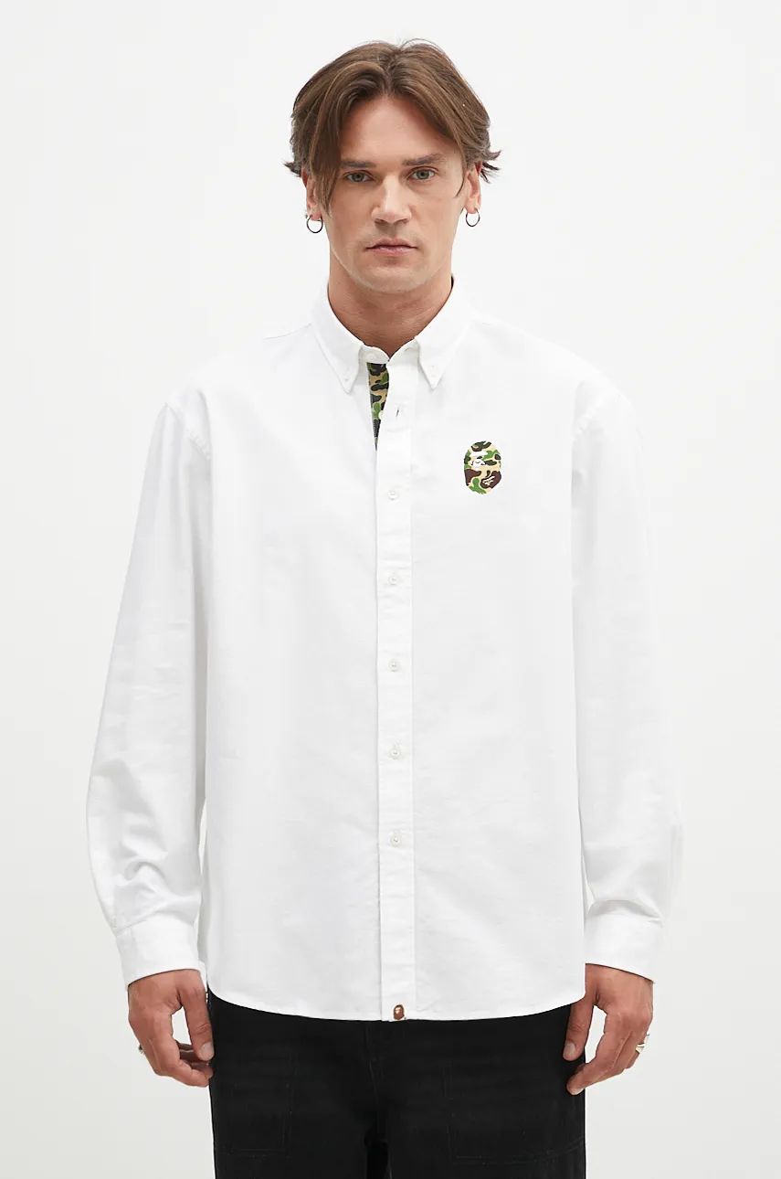 Košeľa BAPE Camo One Point Relaxed Fit Shirt Biela | 1K80131008, 0