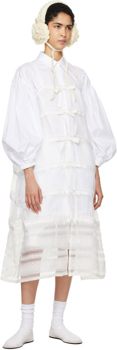 Šaty Comme des Garçons Comme Des Garçons Organdy Embroidered Midi Dress Biela | TN-A003-051, 4