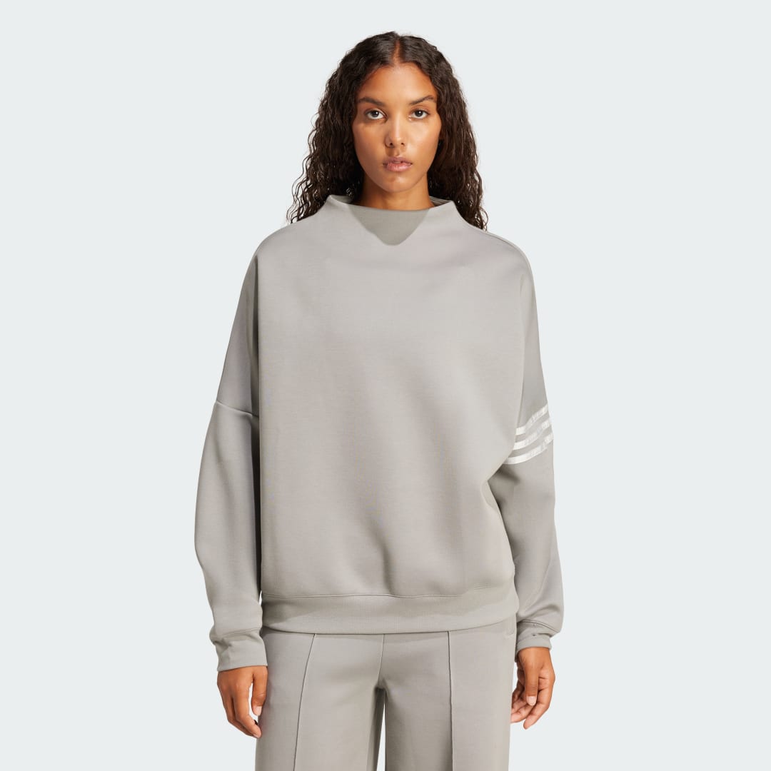 Mikina adidas Performance Neuclassics Oversized Mock Neck Sweatshirt Šedá | JI8519, 0