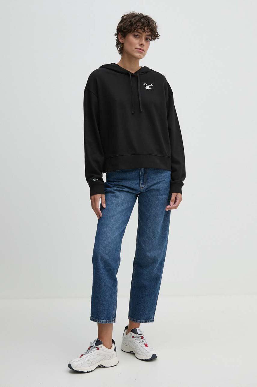 Mikina Lacoste Cropped Hoodie With Logo Print Čierna | SF2649, 1