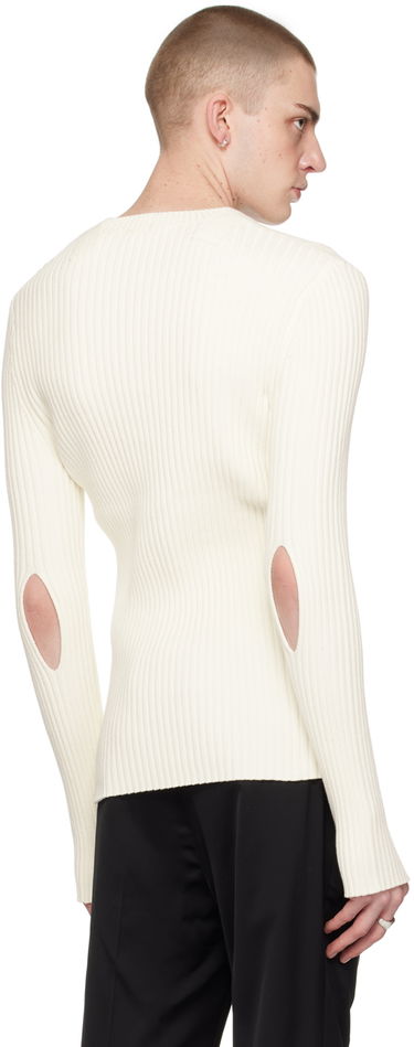 Sveter Helmut Lang Helmut Lang Cutout Ribbed Knit Sweater Biela | O01HM701, 2