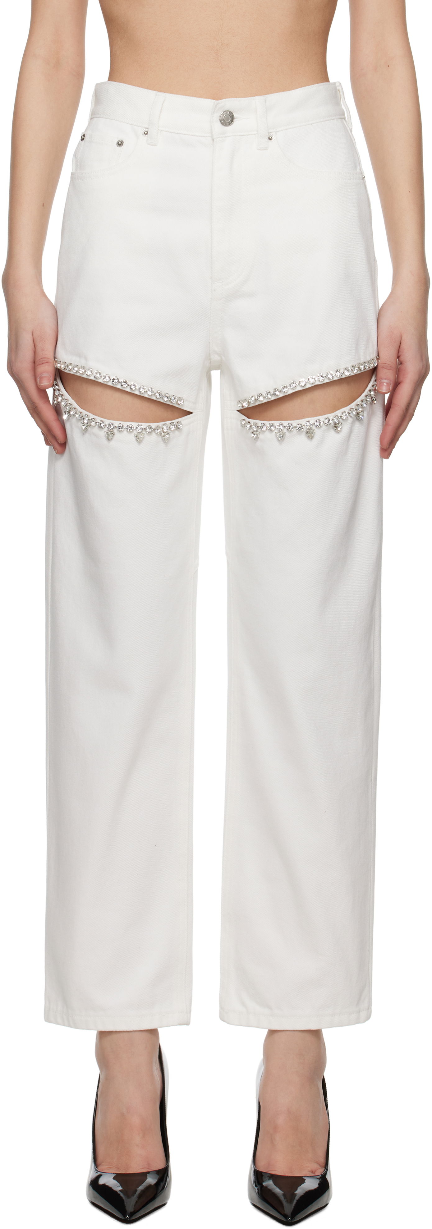 Džínsy Area AREA Crystal Slit Jeans Biela | 0000P01335, 0