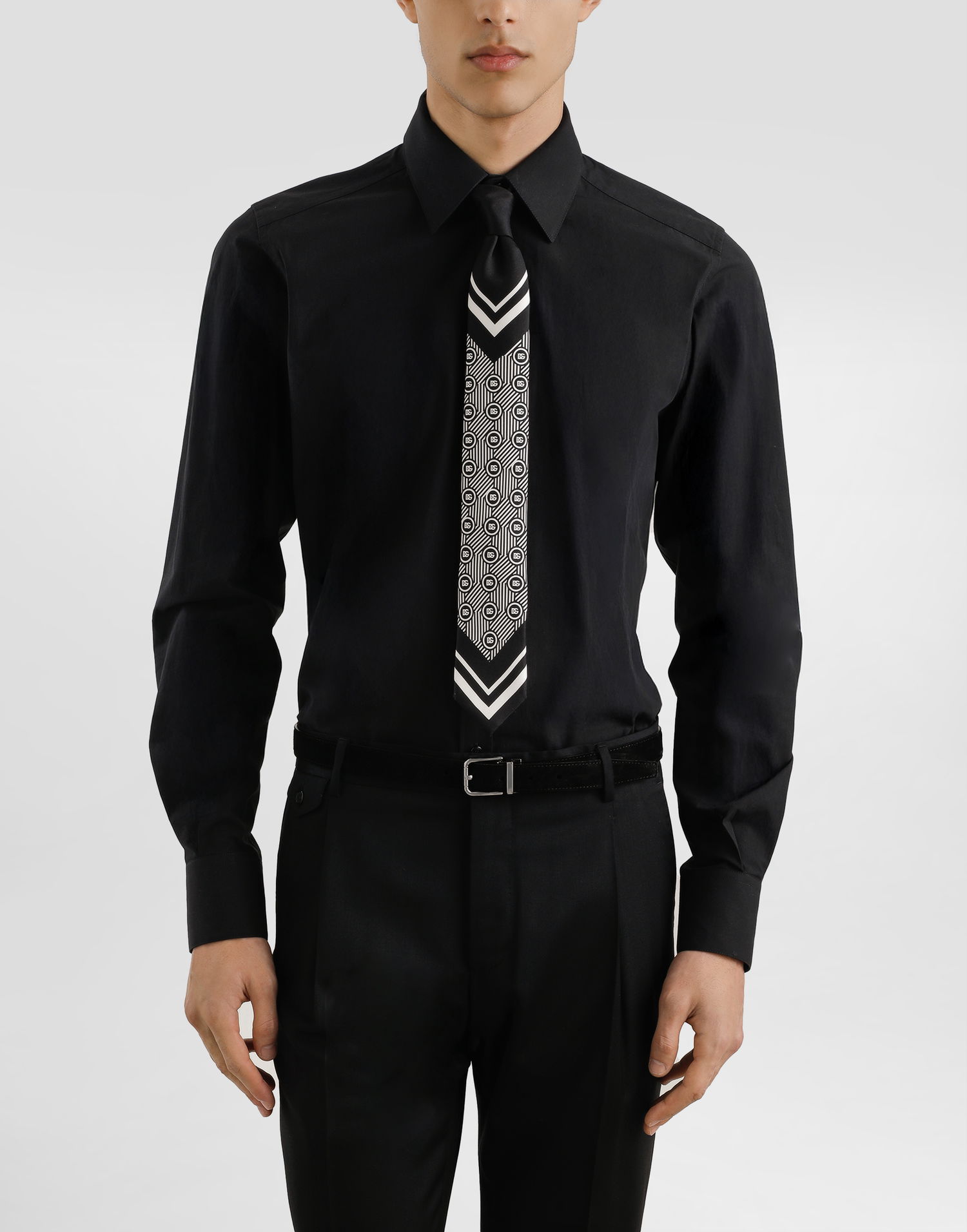 Opasok Dolce & Gabbana Dolce & Gabbana Micro-Design and Logo Twill Tie Čierna | GT149EG0WV5HH8RN, 1