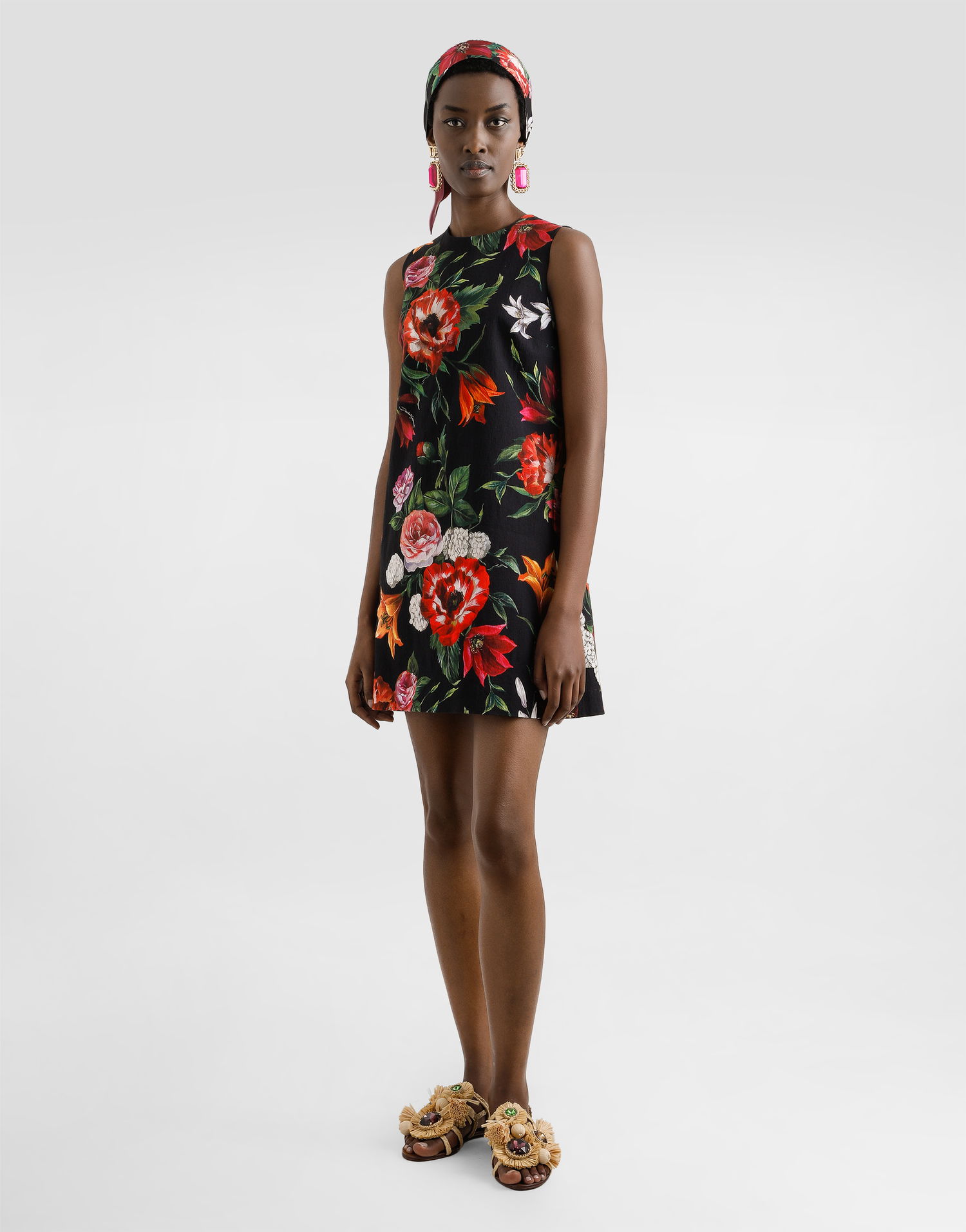 Šaty Dolce & Gabbana Dolce & Gabbana Floral Print Sleeveless Mini Dress Čierna | F6TWFTFSRQTHN5PB, 1