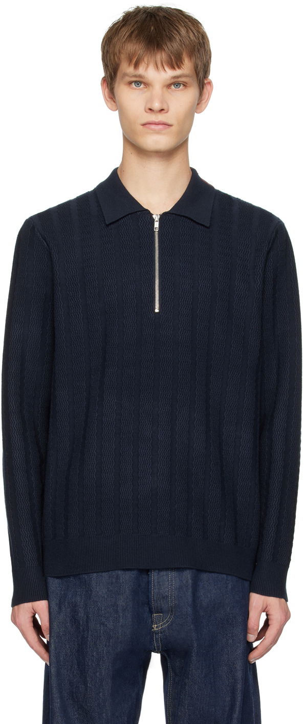 Sveter Samsoe Samsoe Samsøe Samsøe Gabriel Knit Polo Shirt Navy | M23400055, 0