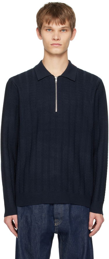 Sveter Samsoe Samsoe Samsøe Samsøe Gabriel Knit Polo Shirt Navy | M23400055, 0