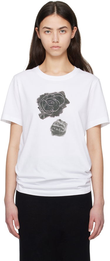 Tričko Marni Marni Brushed Rose Cotton Jersey T-Shirt Biela | THJE0293PA USCX64, 0