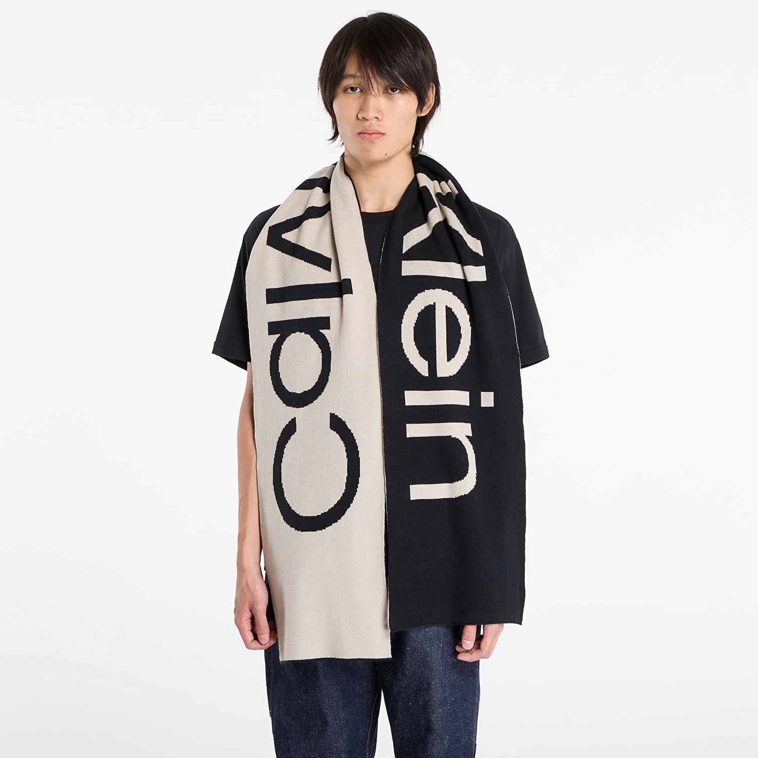 Šál CALVIN KLEIN Calvin Klein Bold Logo 2-Tone Wool Scarf Béžová | LV04D8030G UB1, 0