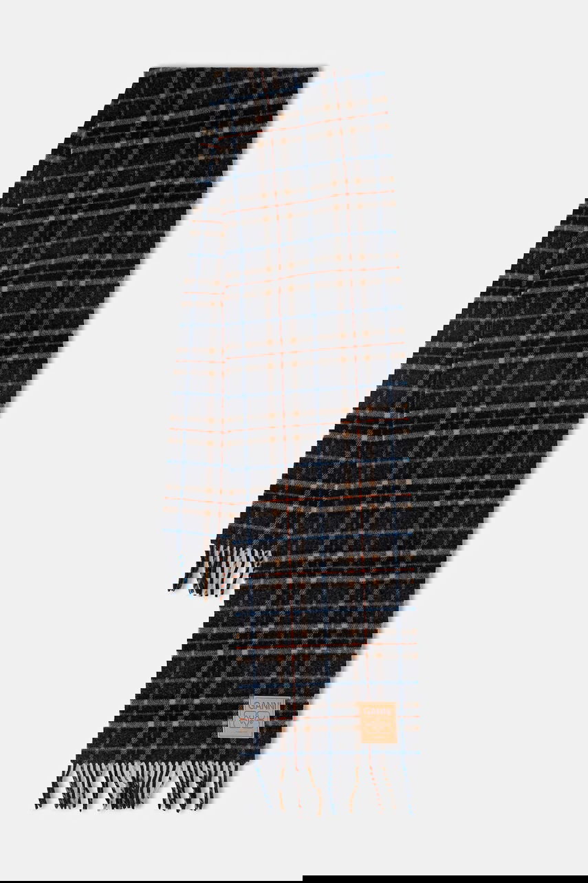 Šál GANNI Double Face Wool Check Scarf Rôznofarebný | A6933, 0
