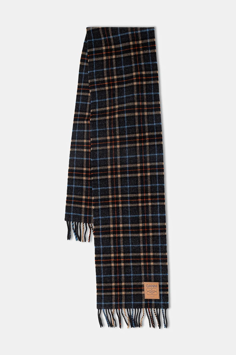 Šál GANNI Double Face Wool Check Scarf Rôznofarebný | A6933