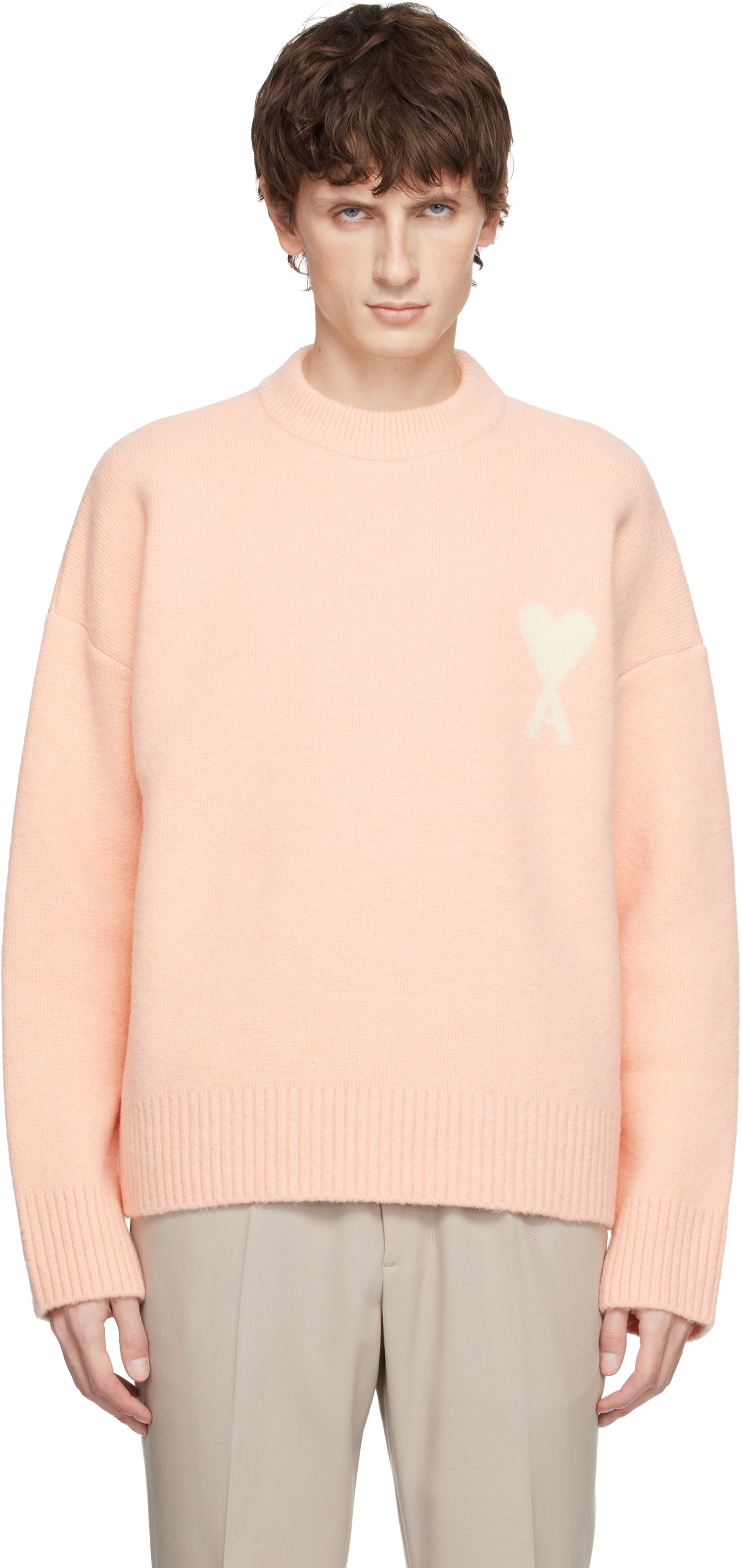 Sveter AMI Alpaca Ami de Coeur Crewneck Sweater Ružová | H25UKS836.KN0135, 0