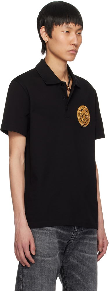 Polo tričko Versace Versace Embroidered Chain Crest Polo Čierna | 1013906_1A13413, 1