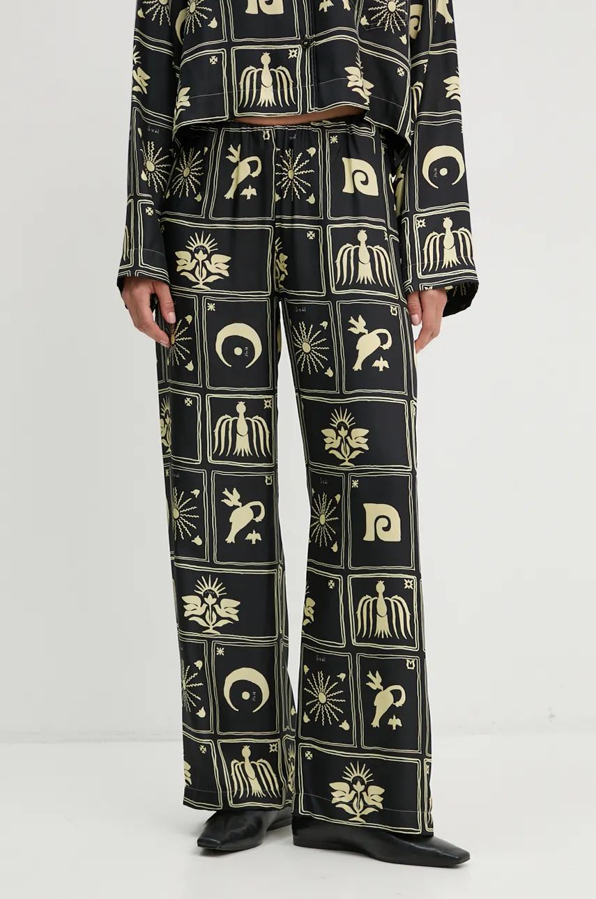 Nohavice Nanushka Silk Wide Leg Pants Čierna | NW24PFOW05999, 0