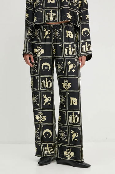 Nohavice Nanushka Silk Wide Leg Pants Čierna | NW24PFOW05999, 0