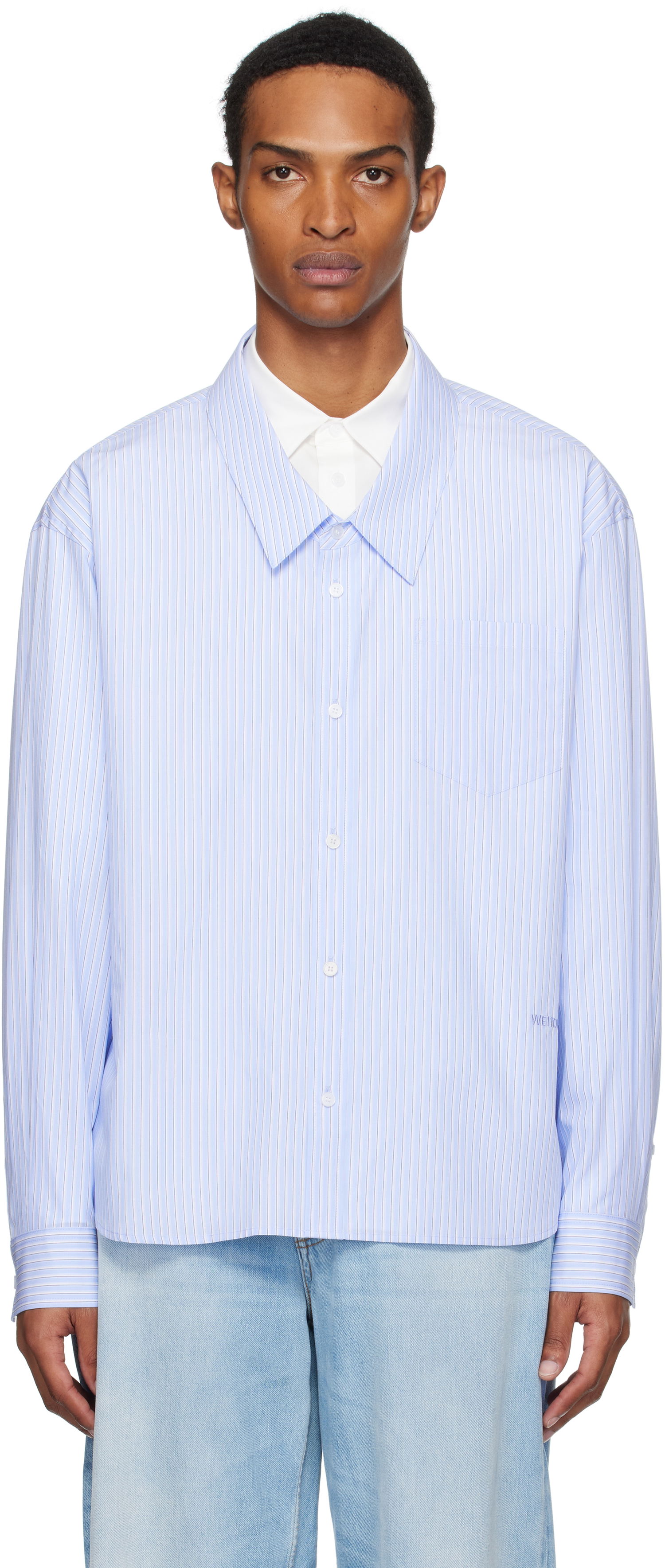 Košeľa We11done We11done Striped Layered Shirt Modrá | WD-SH2-25-182-M-BL, 0