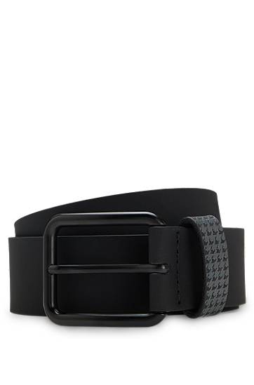Opasok BOSS Porsche x BOSS Italian Leather Belt with Patterned Keeper Čierna | 50548406, 0