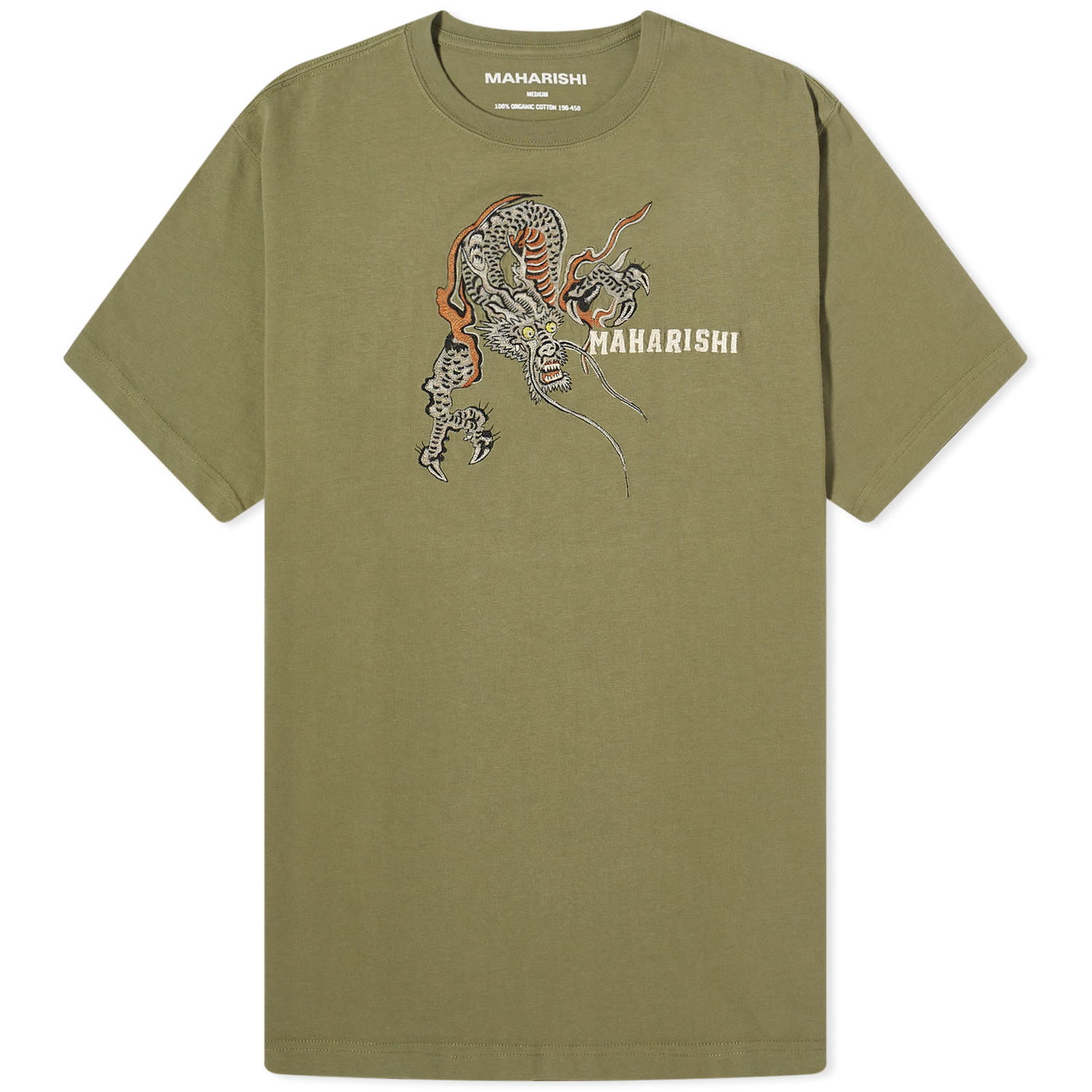 Tričko Maharishi Embroided Sue-Rye Dragon T-Shirt Zelené | 4541-OLV, 0