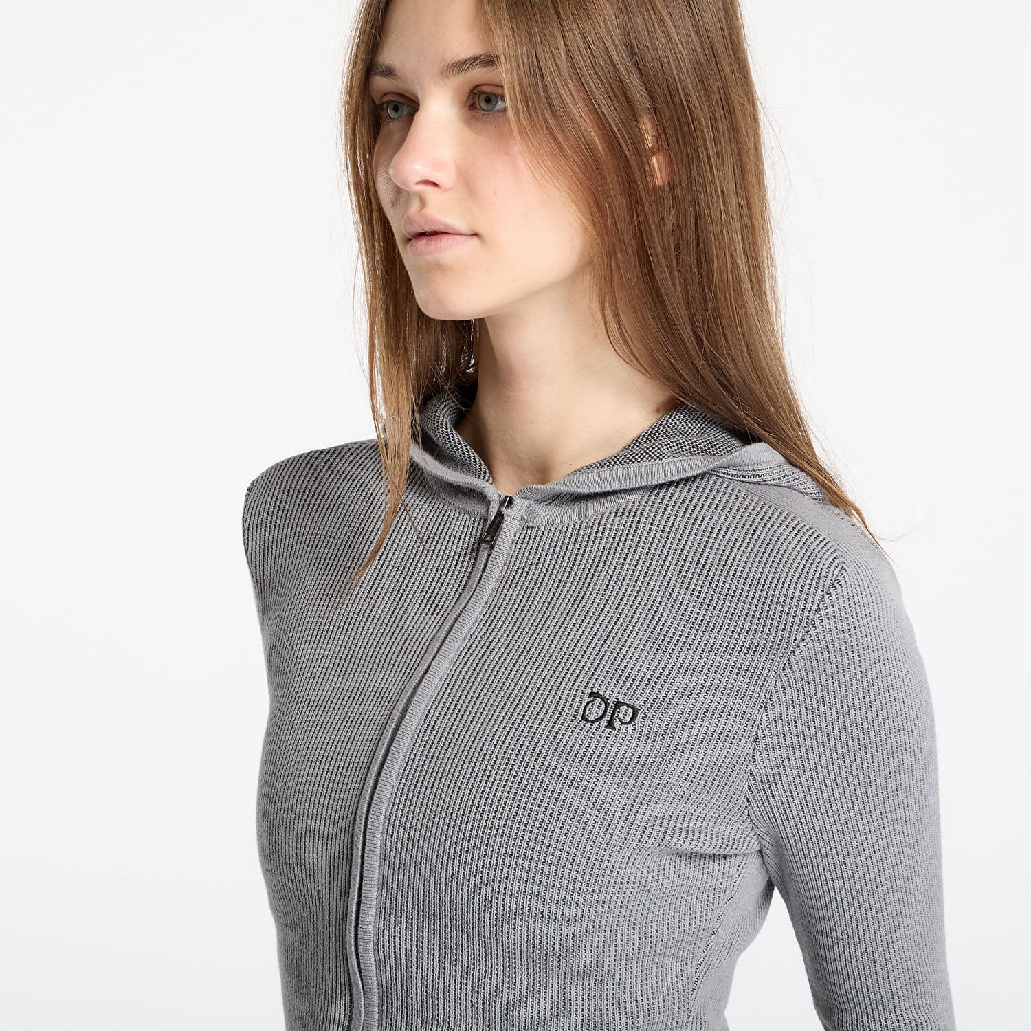 Sveter DAILY PAPER Daily Paper Women's Rib Knit Hoodie Šedá | 2511085, 1